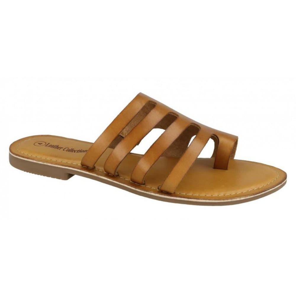 Leather Collection Dam / platta sandaler för kvinnor / damer