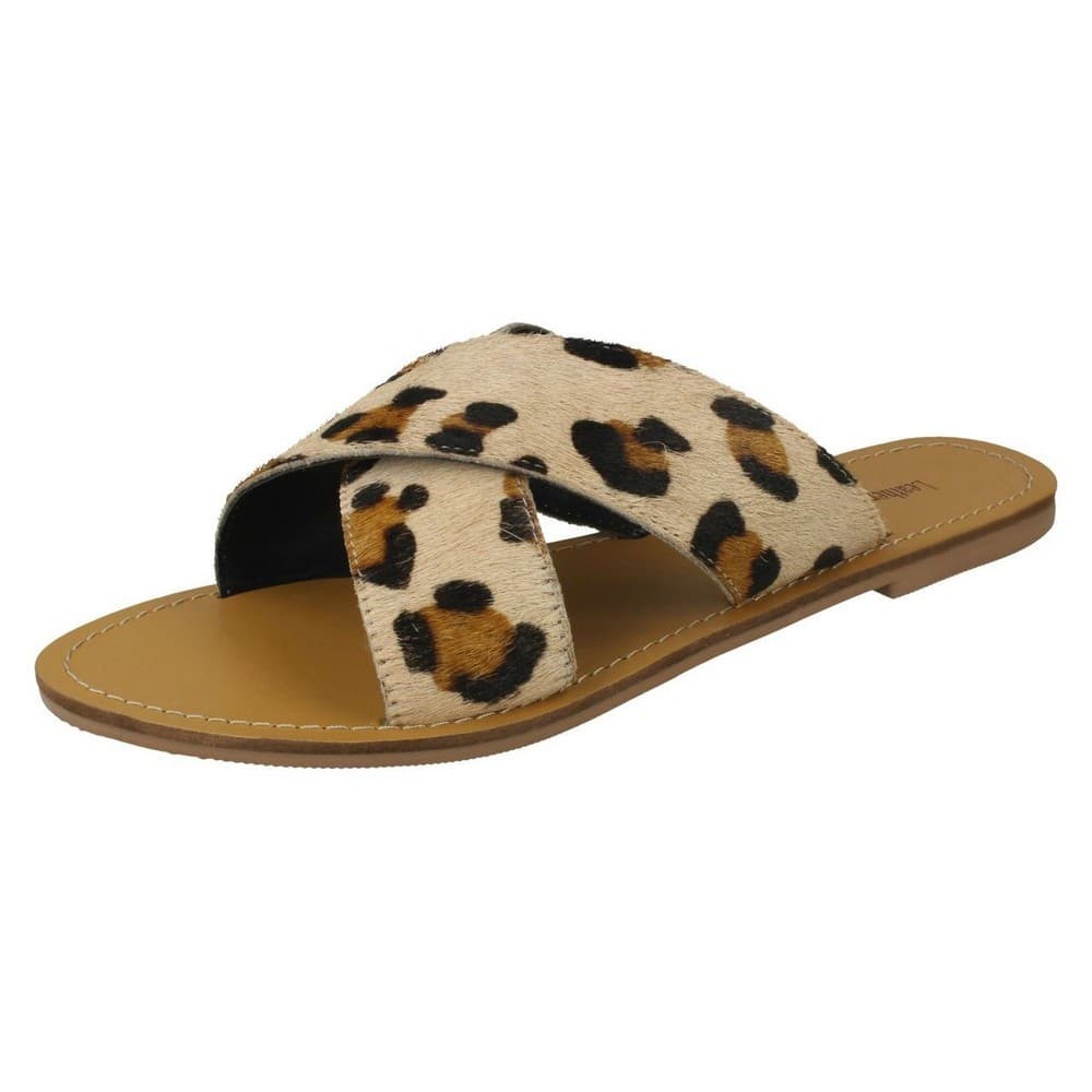 Leather Collection Kvinnor / damer Flat Cross Over Mules