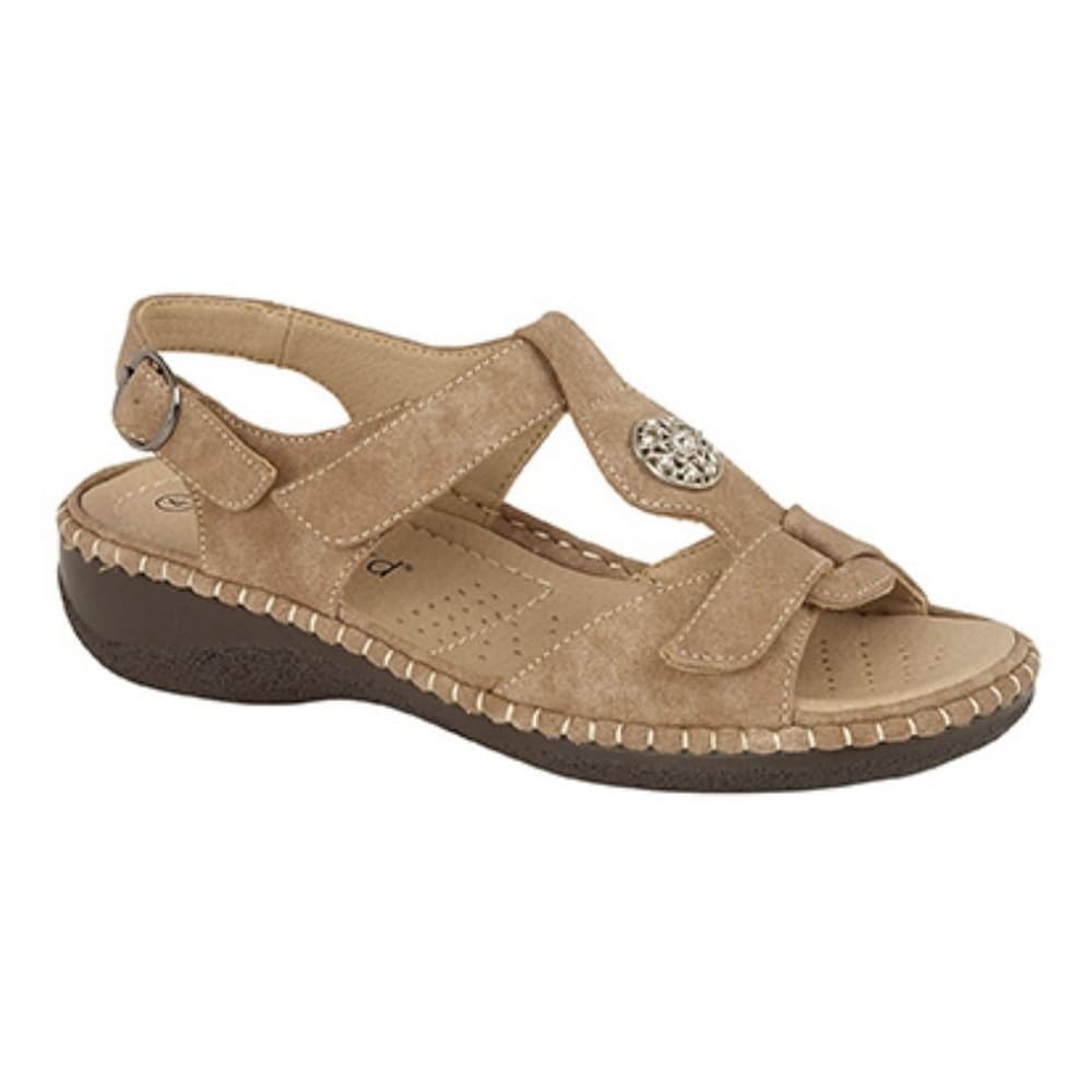 Boulevard Kvinnor / damer Nubuck Touch Fastening Halter Back Applique Jewel Sandals