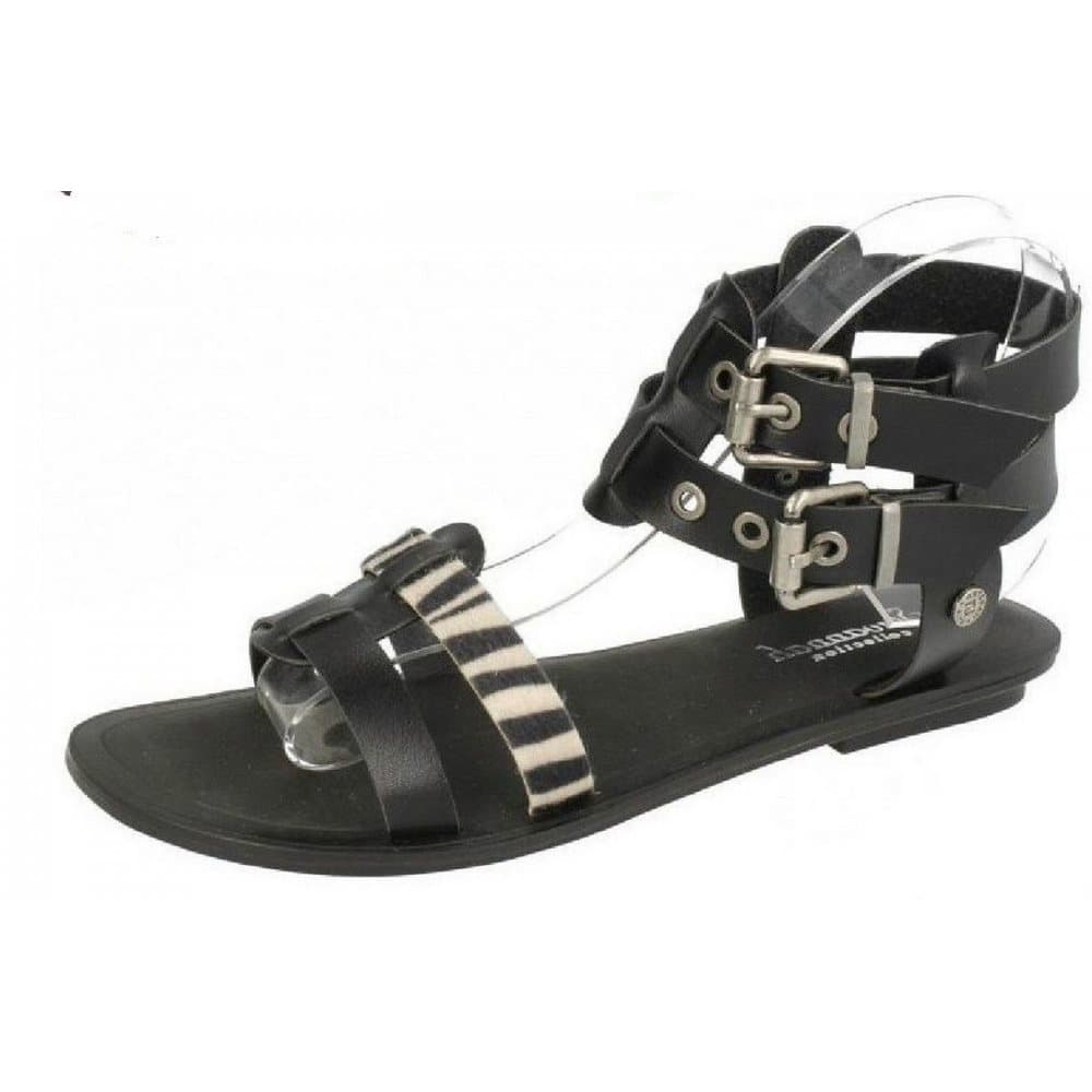 Savannah Womens/Ladies Low Gladiator Sandals With Double Buckle Ankle Strap