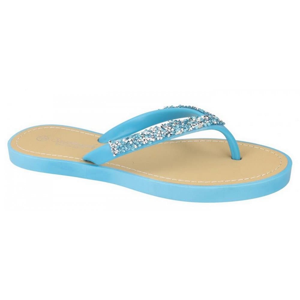 Savannah Dam / Dam-tåpost krossad glitter Diamante Trim-sandaler