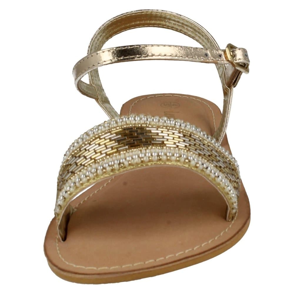 Spot On Womens/Ladies Leather Collection Beaded Sandals
