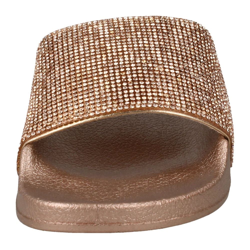 Spot On Womens/Ladies Mid Platform Diamante Mule Sliders