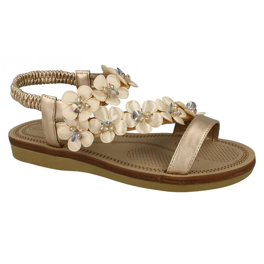 Anne Michelle Womens/Ladies Flower Trim Y Strap Sandals