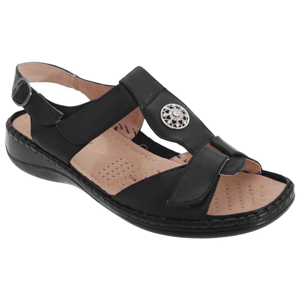 Boulevard Dam / Damer Touch Fastening Halter Back Applique Jewel Sandals