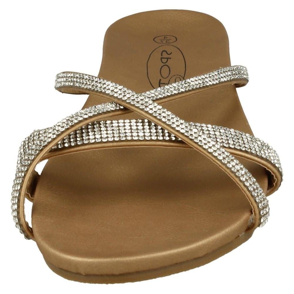 Spot On Womens/Ladies Diamante Flat Sandals