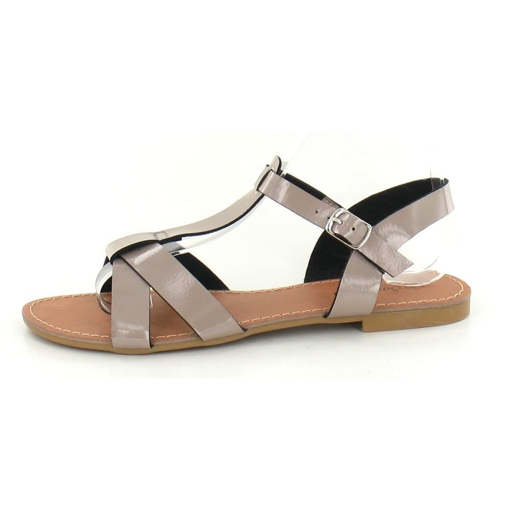 Savannah Womens/Ladies Flat X Strap T Bar Sandals