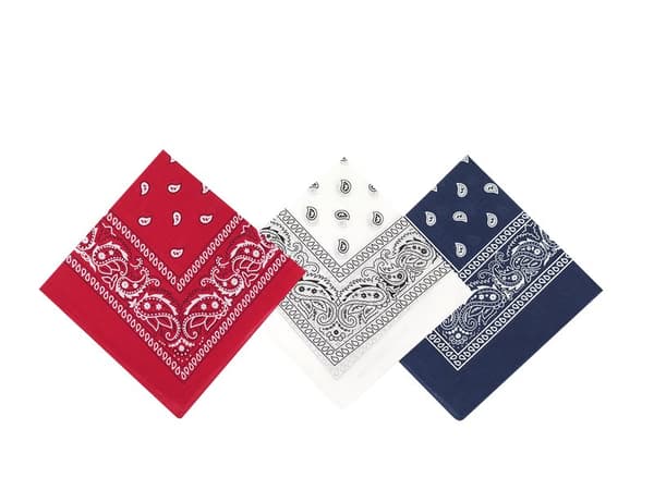 3-pack  Rockabilly bomullsbandanas 55 x 55cm. Svart, vit, vinröd.