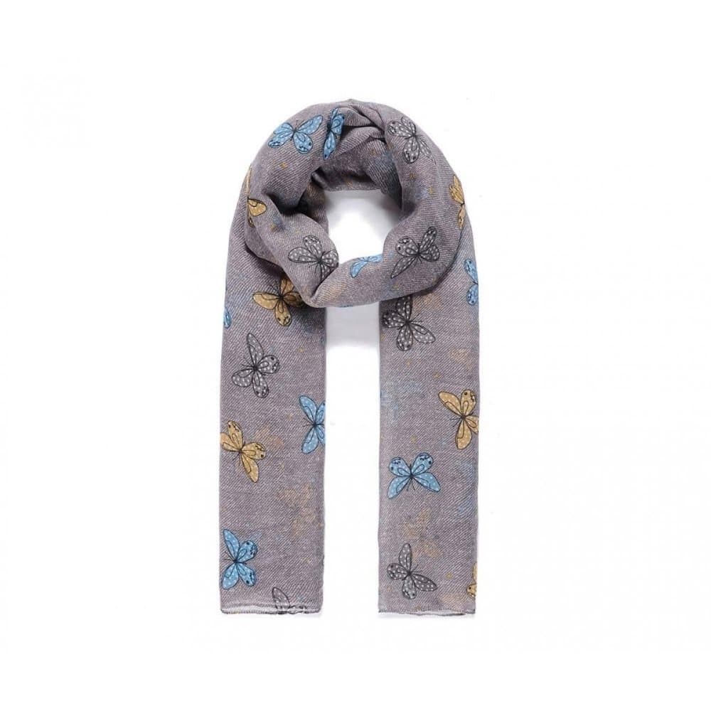 Intrigue Womens/Ladies Stripy Butterfly Print Scarf