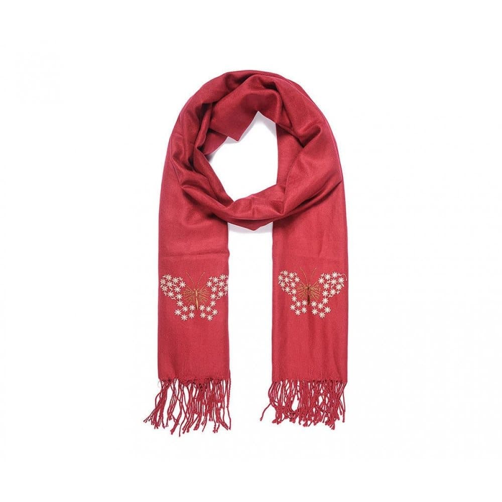 Intrigue Womens/Ladies Embroidered Butterfly Fringed Scarf