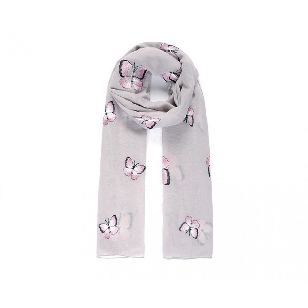 Intrigue Womens/Ladies Butterfly Embroidered Scarf