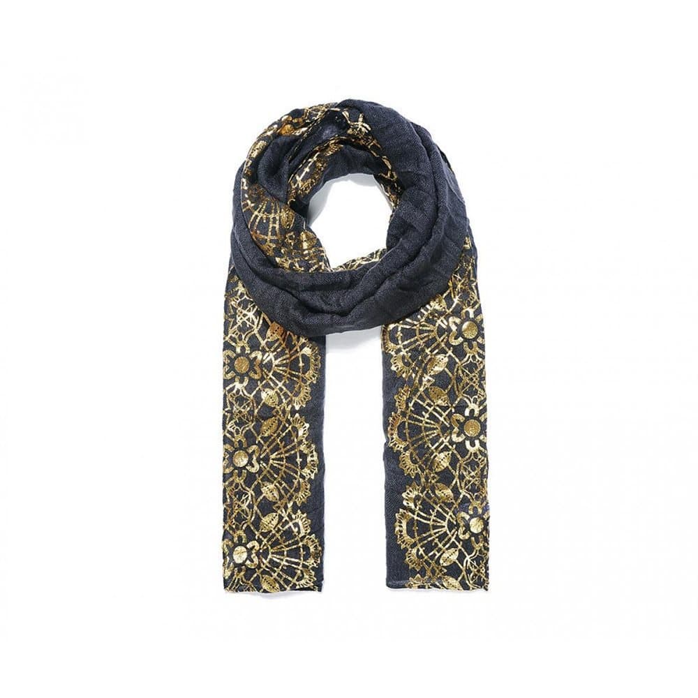 Intrigue Womens/Ladies Metallic Lace Print Scarf