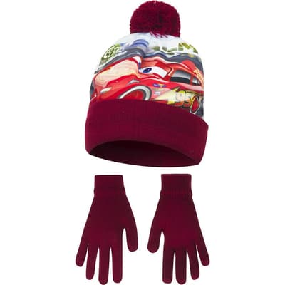 Disney Cars Childrens Boys Top Speed Winter Hat And Gloves Set