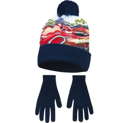 Disney Cars Childrens Boys Top Speed Winter Hat And Gloves Set