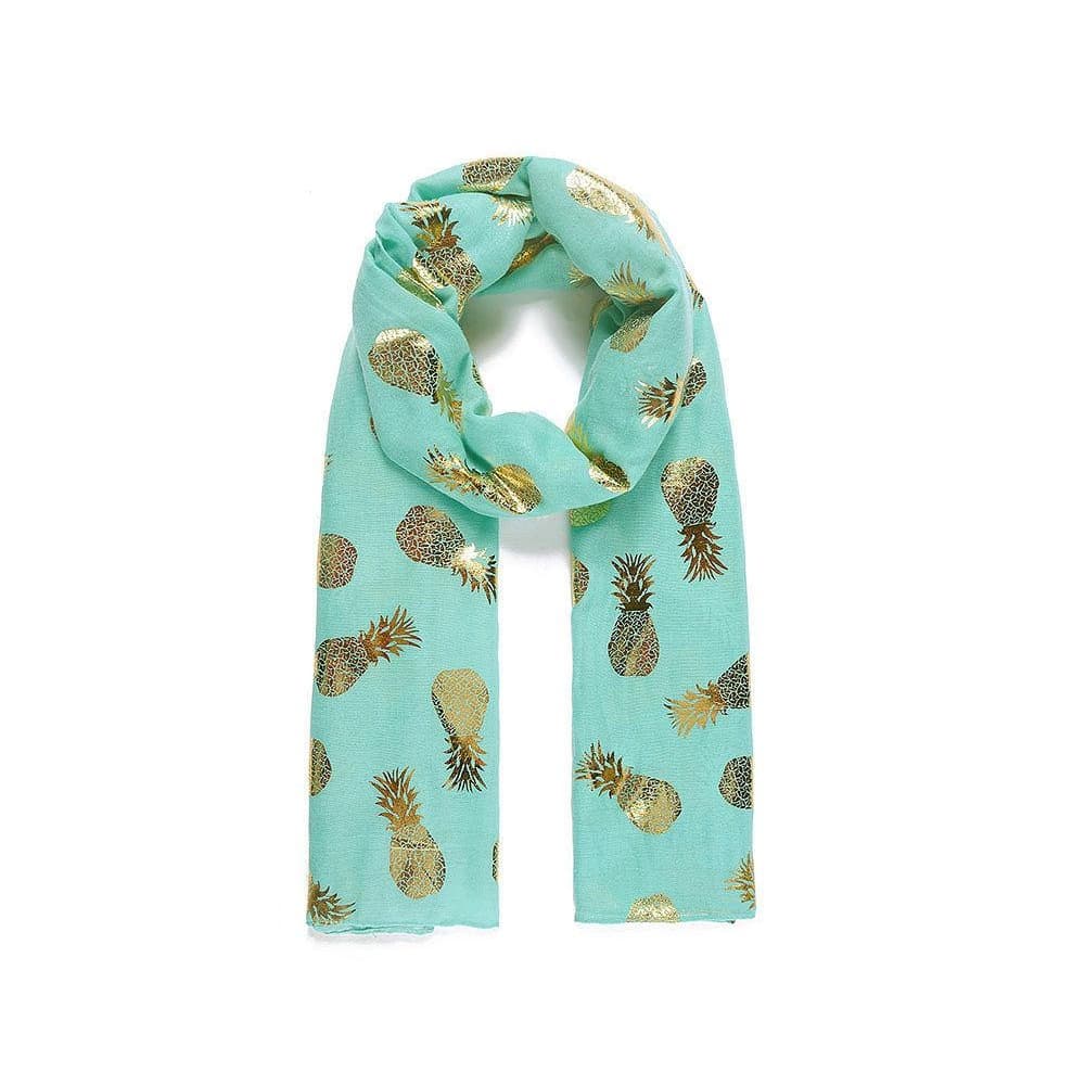 Intrigue Womens/Ladies Large Pineapple Metallic Print Scarf