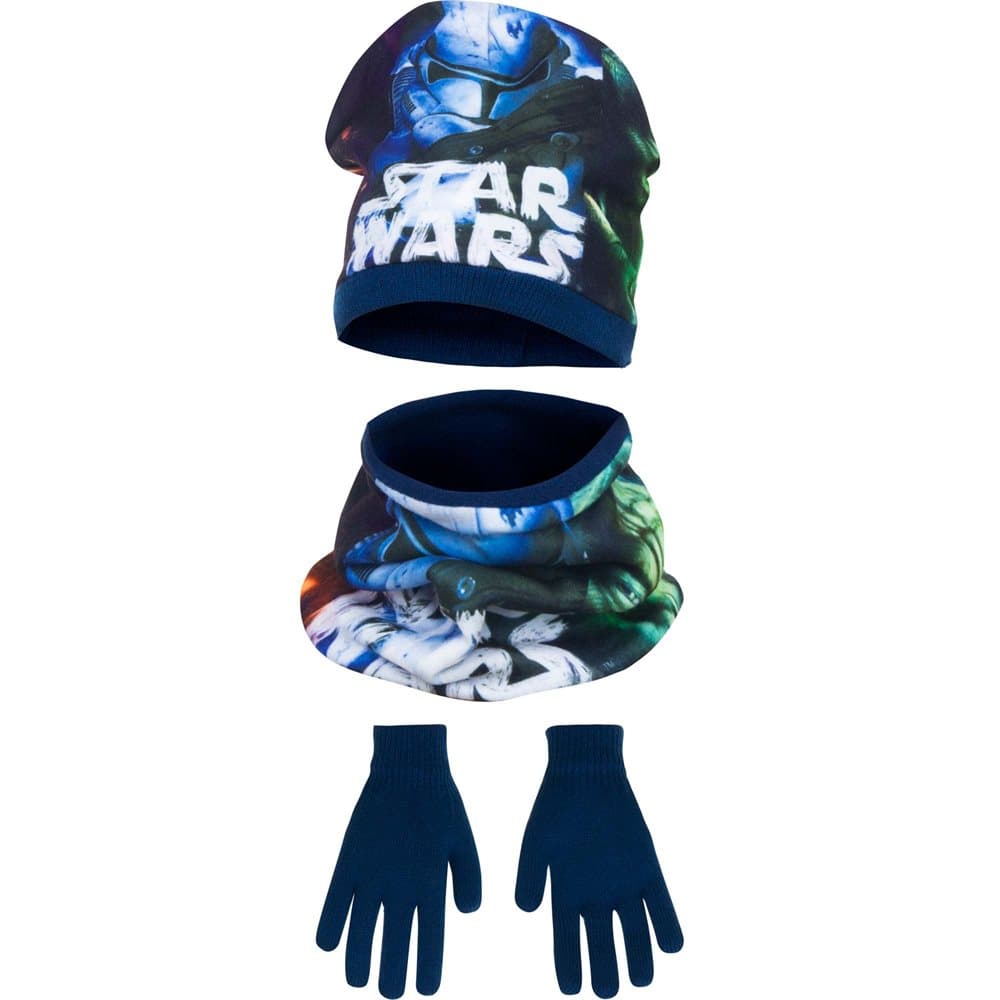 Star Wars Childrens Boys Winter Hat, Snood And Gloves Set