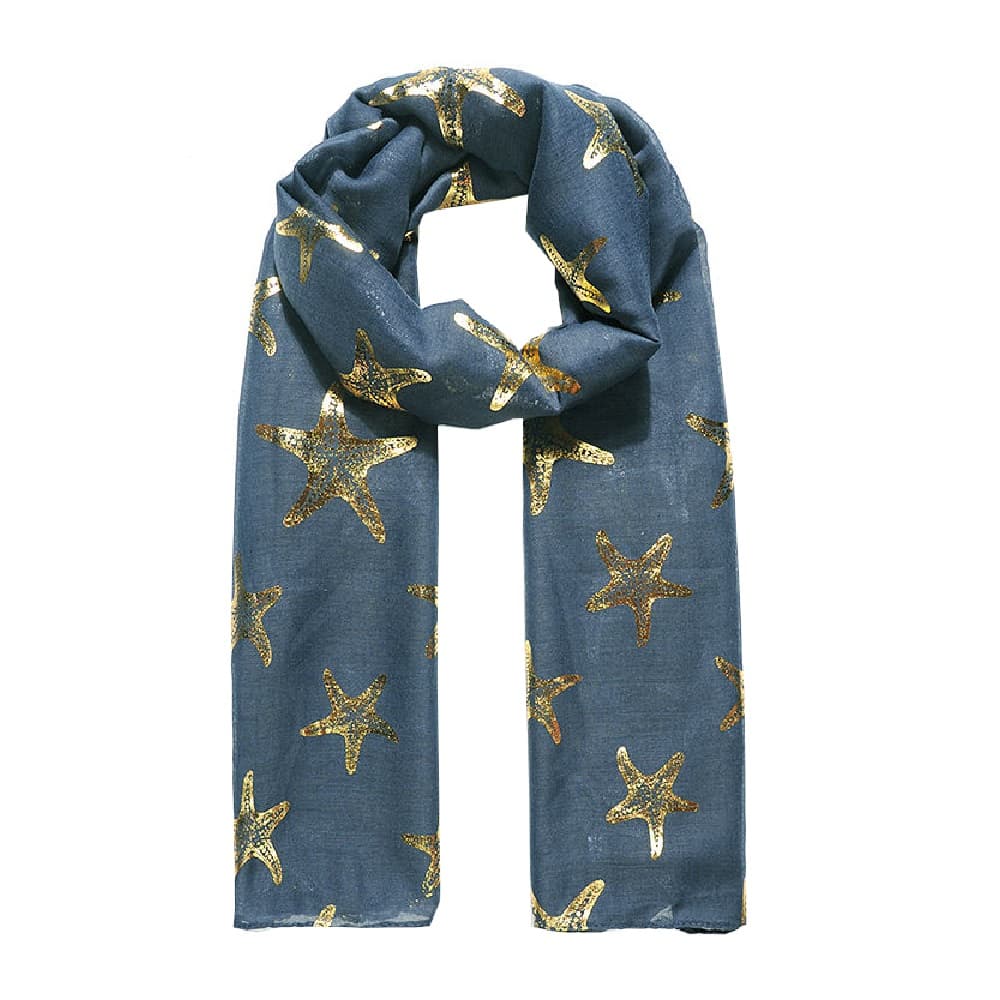 Jewelcity Dam / Guld Starfish Foil Print Halsduk