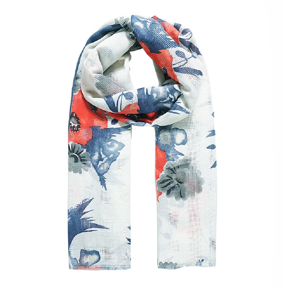 Jewelcity Womens/Ladies Poppy Print With Ladder Effect Scarf