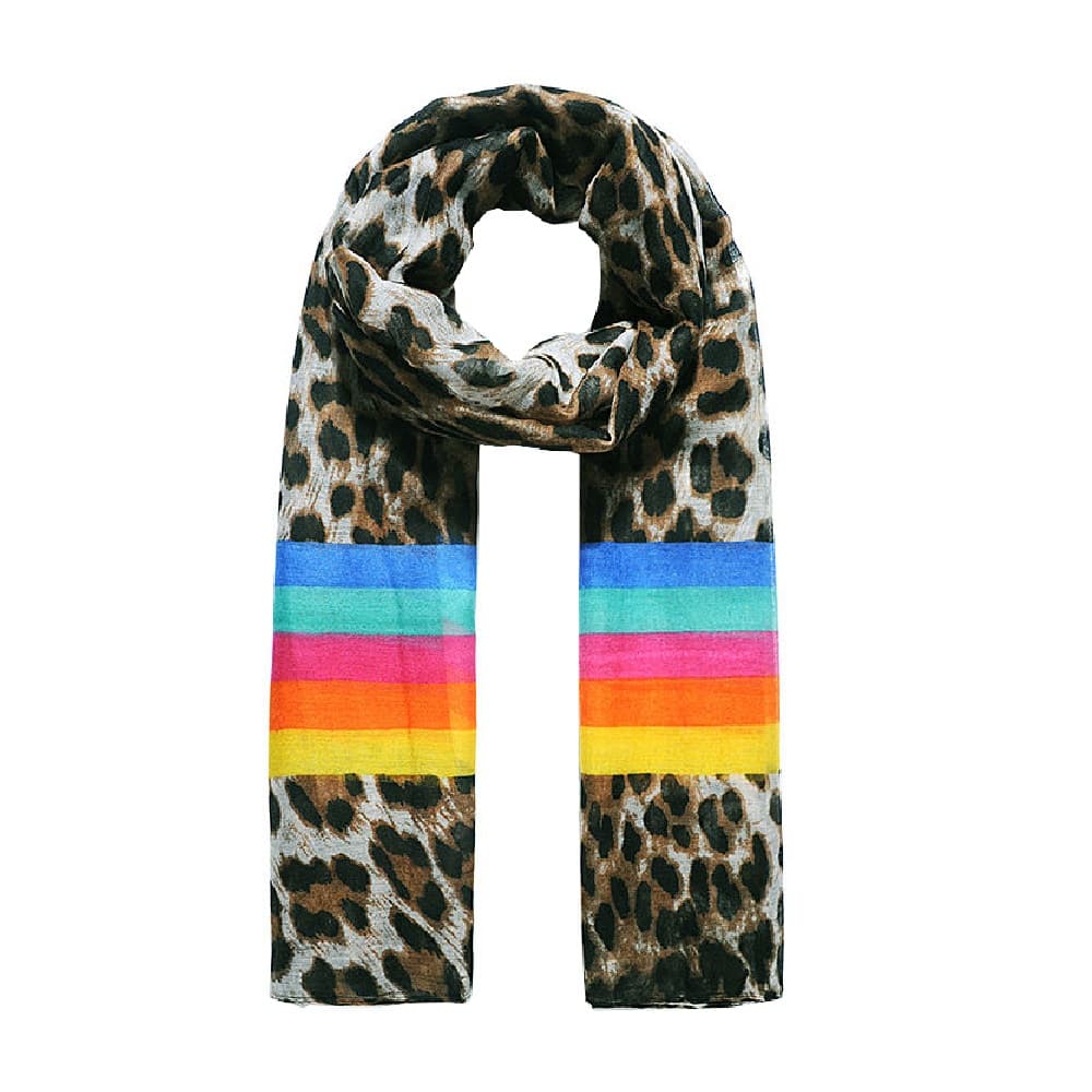 Jewelcity Womens/Ladies Leopard Rainbow Print Scarf