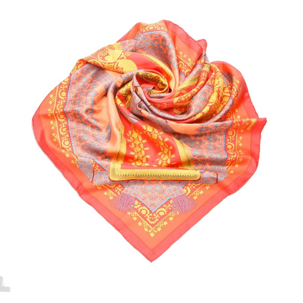 Pre-owned Hermes Brins dOr Silk Scarf Orange
