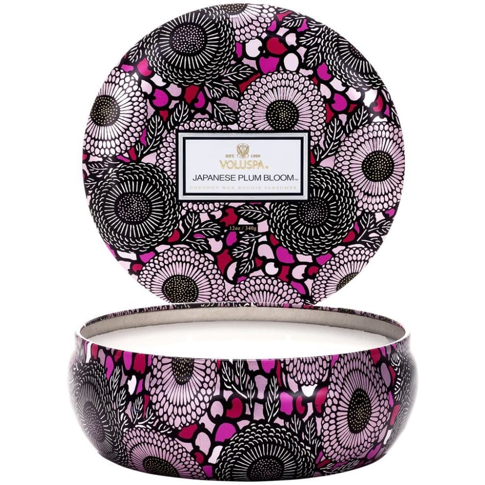 Voluspa 3-Wick Candle Decorative Tin Japanese Plum Bloom 340g