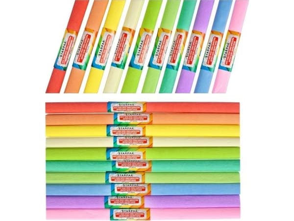 Starpak CRIPPLED silkepapir 50X200CM MIX PASTELL 10 STK