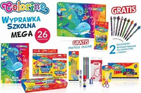 Colorino Mega School paketti Colorino värikynät värikynät markkerit koulutarvikkeet liima liima