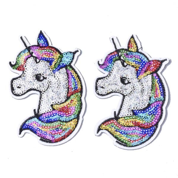 2 tygmärken unicorn sy på