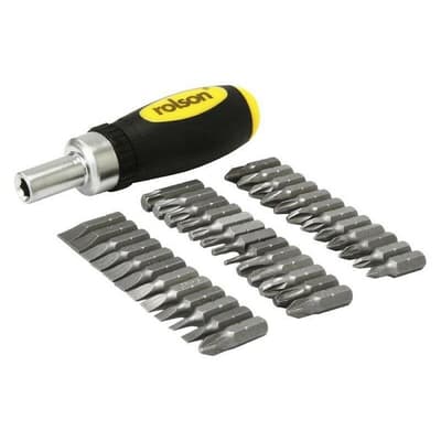 Rolson Stubby Ratchet Screwdriver & Bit Set (38 Pieces)