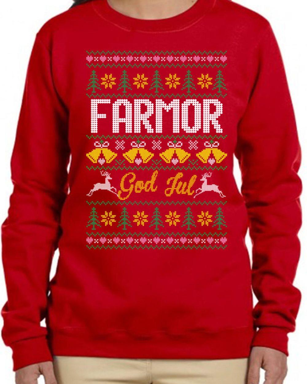 Farmor Jultröja - Christmas jumper stil röd sweatshirt