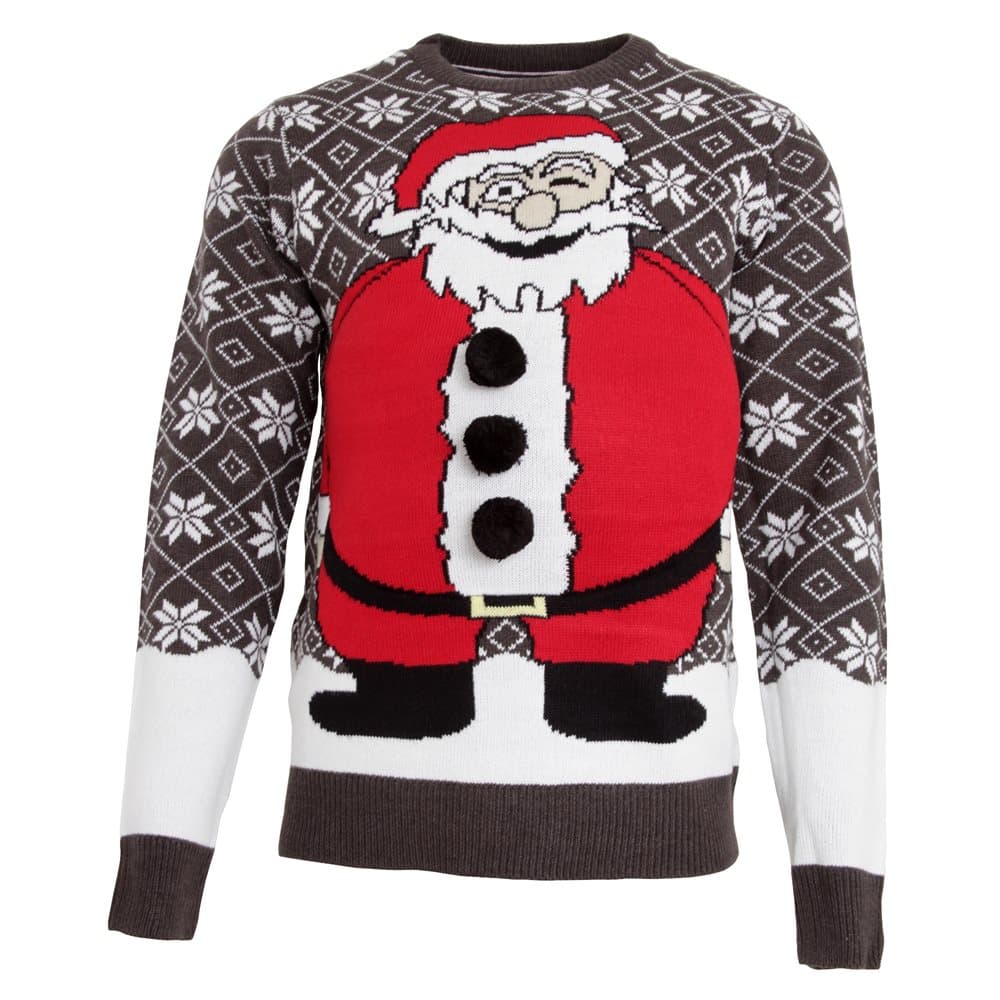 Brave Soul Mens Padded Belly Santa Knitted Christmas Jumper