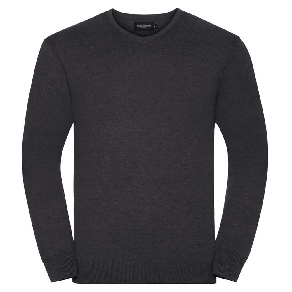 Russell Samling Herr V-Neck Stickad Pullover-tröja