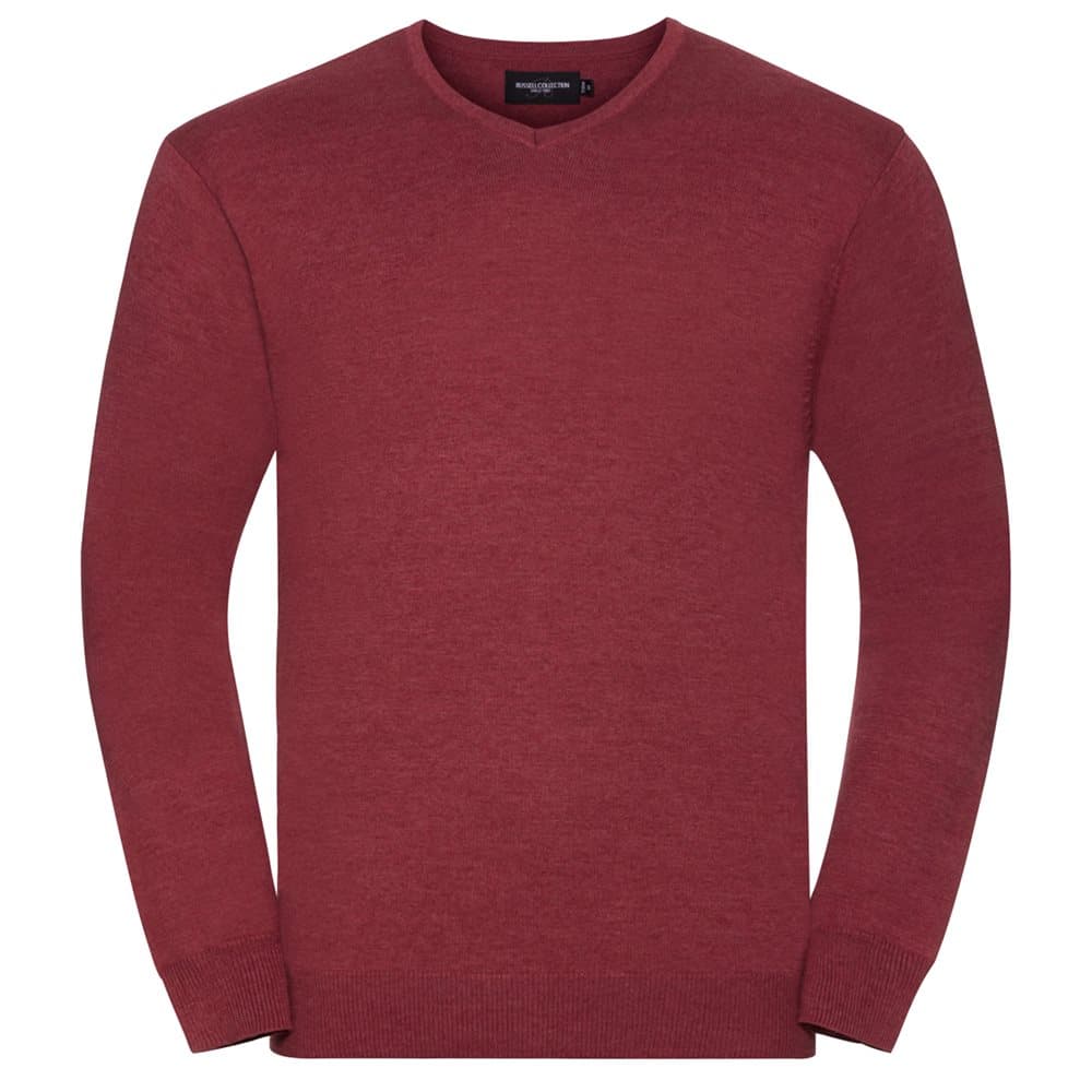 Russell Samling Herr V-Neck Stickad Pullover-tröja