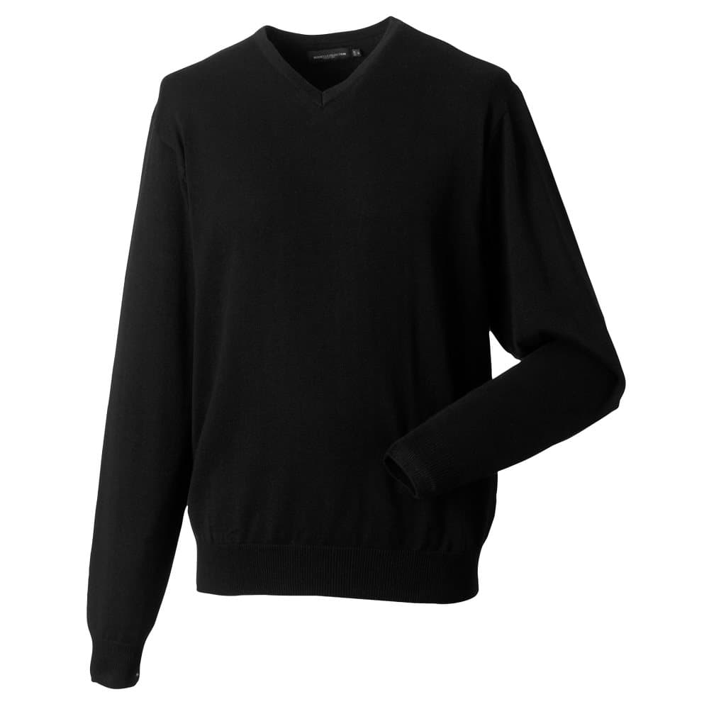 Russell Samling Herr V-Neck Stickad Pullover-tröja