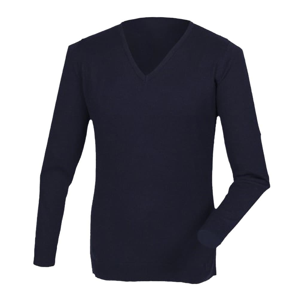 Henbury Herr Cashmere Touch akryl V-Neck tröja / stickat