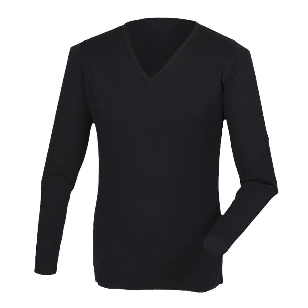 Henbury Herr Cashmere Touch akryl V-Neck tröja / stickat