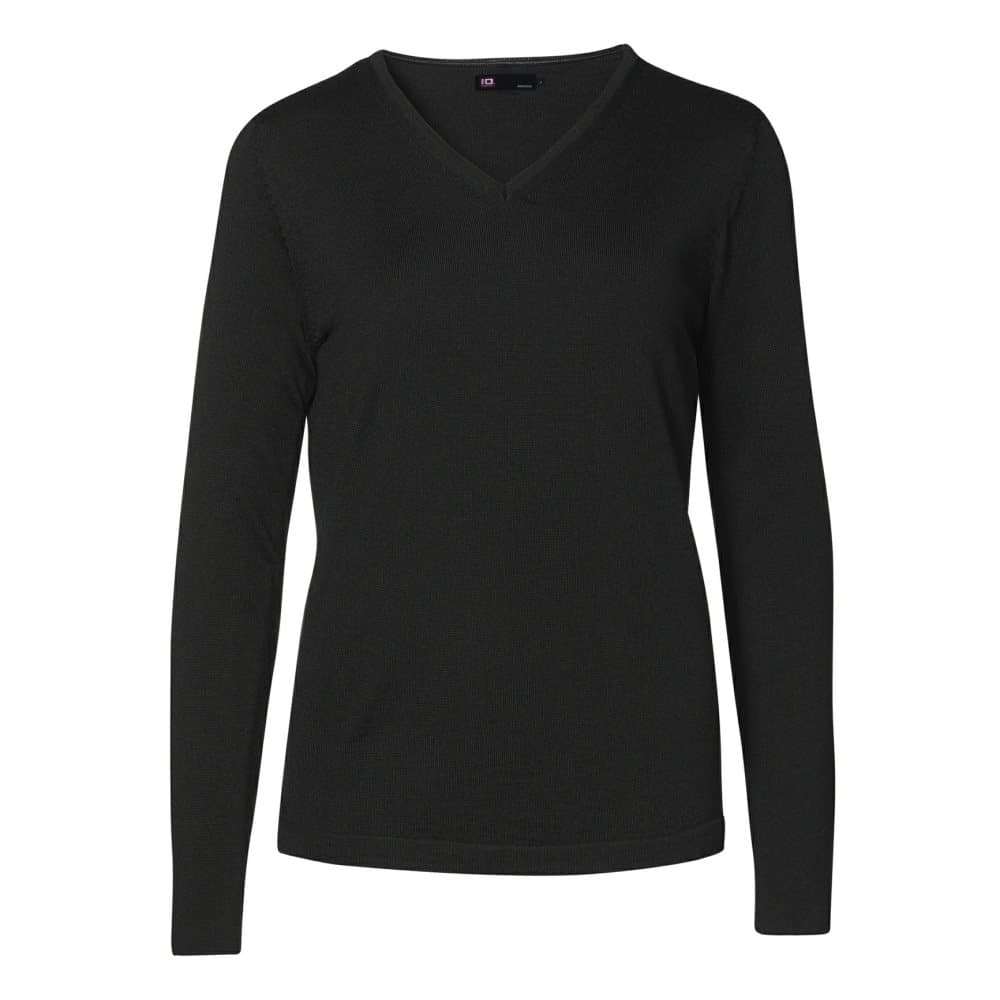 ID Womens/Ladies Fitted Knitted V-Neck Pullover Sweatshirt/Jumper