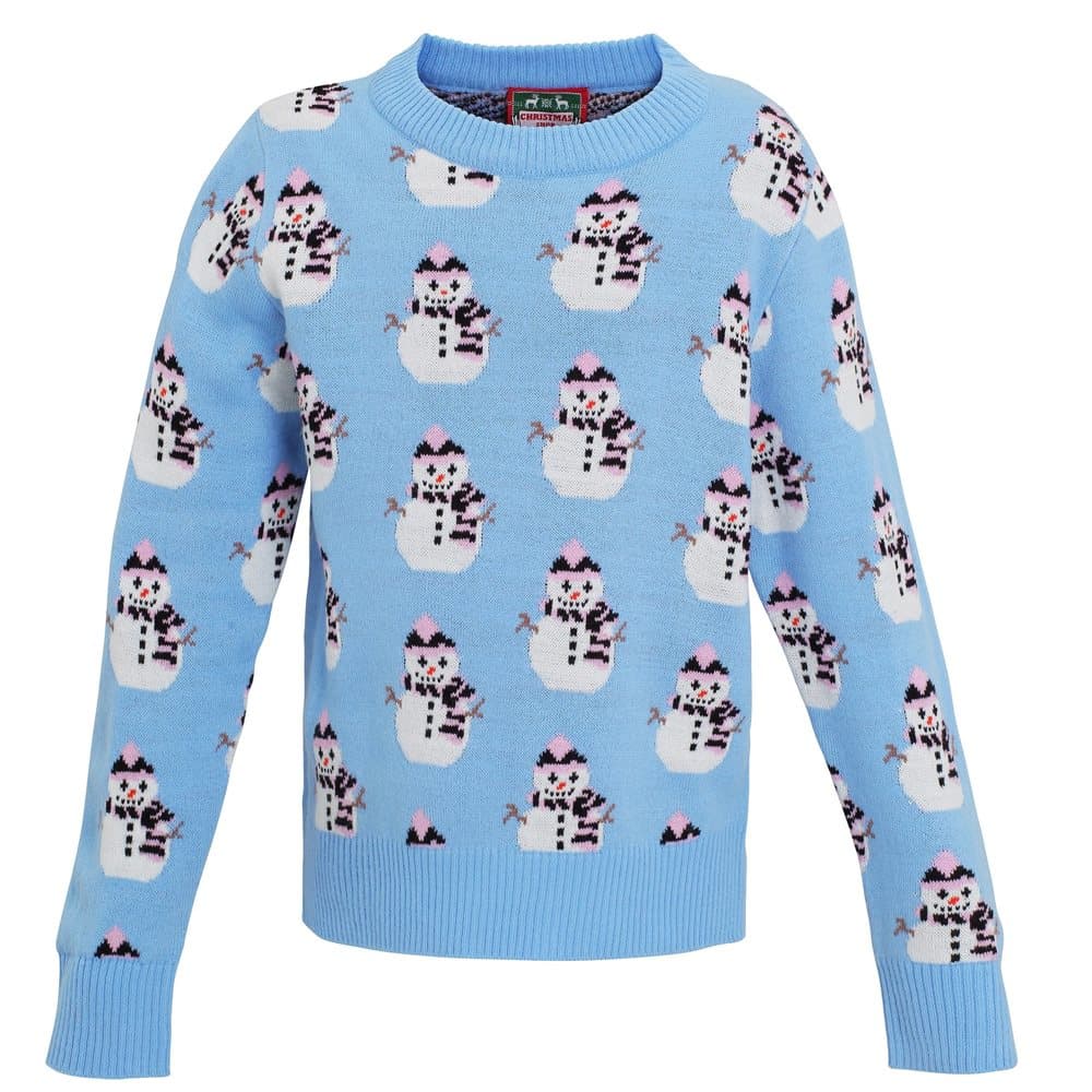 Christmas Shop Childrens Girls Snowman Design Knitted Jumper
