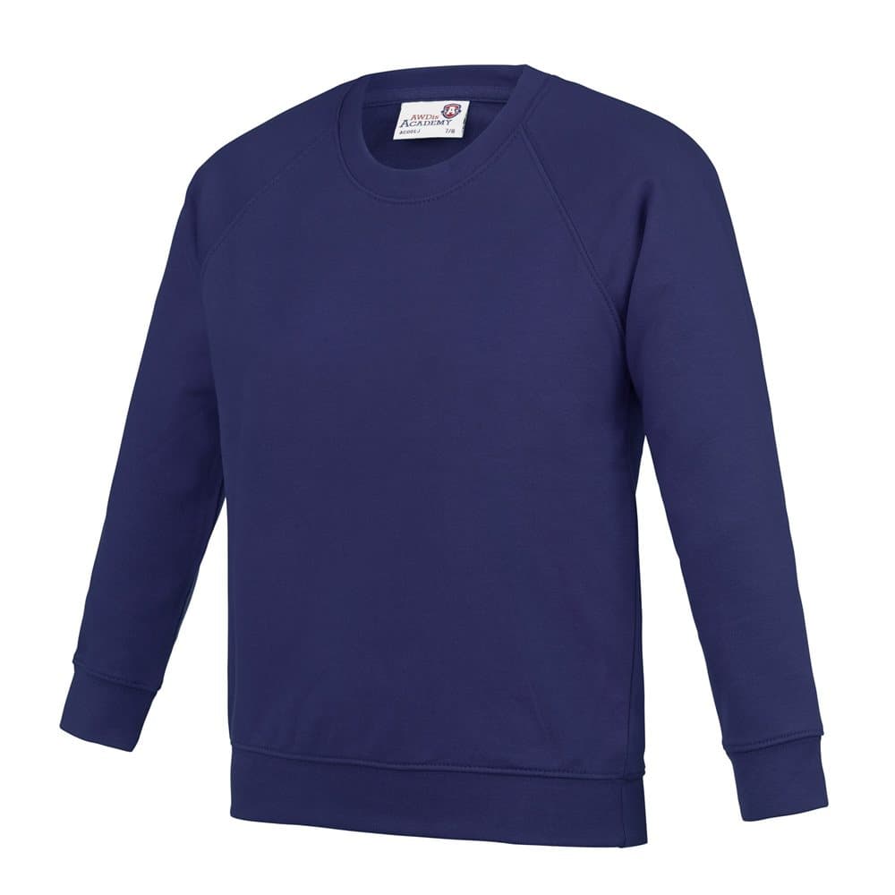 Awdis Academy Barn / Barn Raglan School Sweatshirt för Crew Neck (paket med 2)