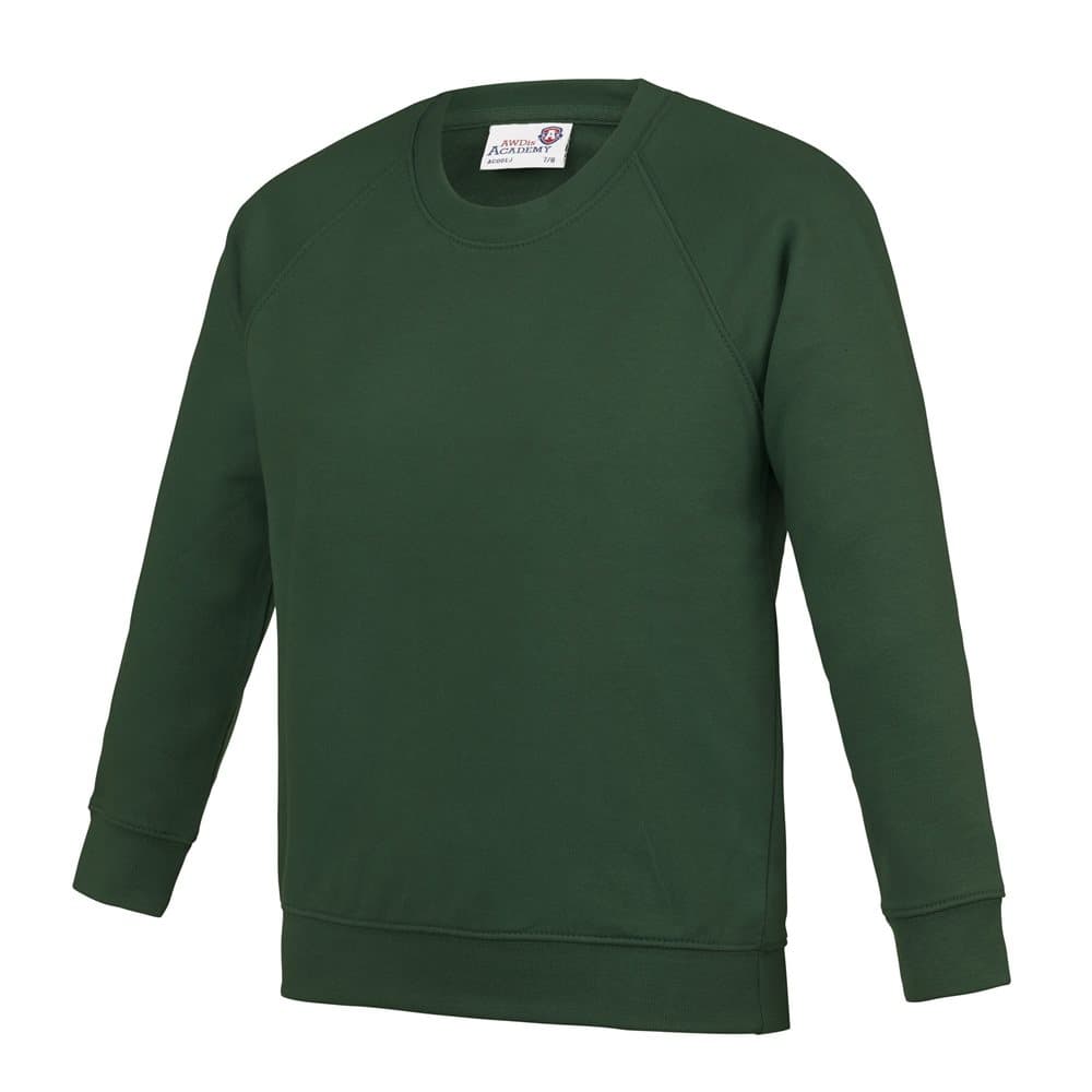 AWDis Academy Childrens/Kids Crew Neck Raglan School Sweatshirt (Pack of 2)
