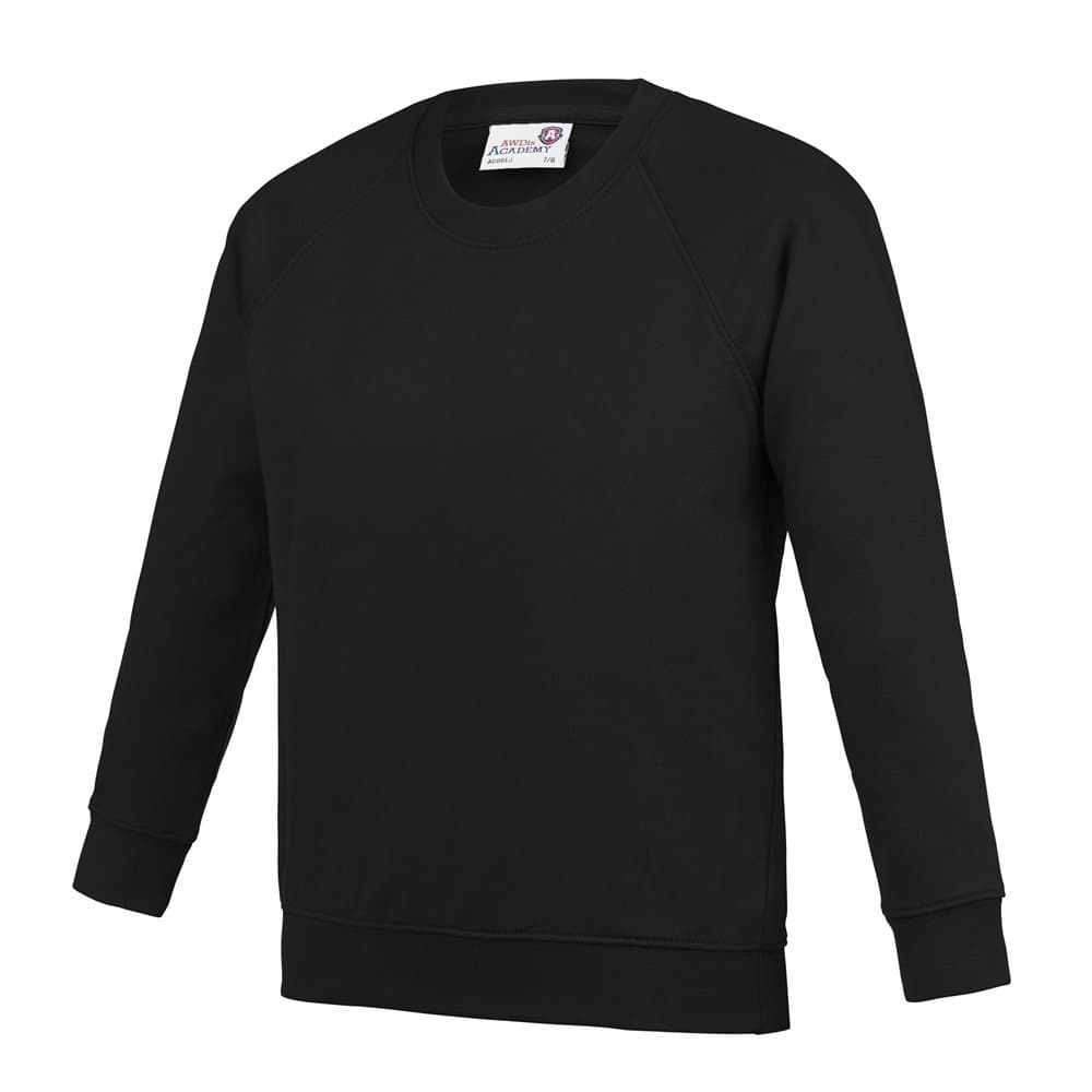 AWDis Academy Childrens/Kids Crew Neck Raglan School Sweatshirt (Pack of 2)