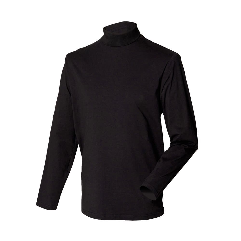 Henbury Mens Long Sleeve Cotton Rich Roll Neck Top / Sweatshirt