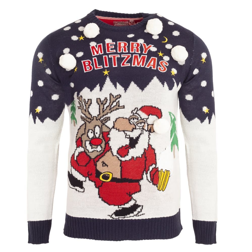 Brave Soul Mens Christmas Merry Blitzmas Jumper
