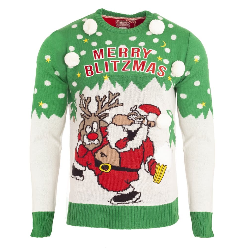 Brave Soul Mens Christmas Merry Blitzmas Jumper
