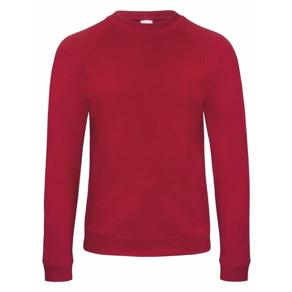 B&C Denim Mens Starlight Raglan Slub Sweatshirt Chic Red S