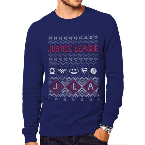 DC Originals Unisex Adults Justice League Fair Isle Design Crewneck Sweatshirt