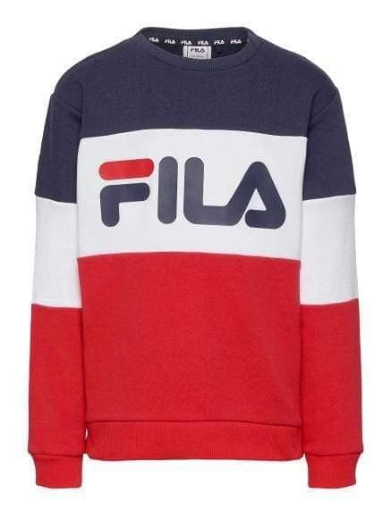FILA Kids Wlly Blocked Crew Genser - Black iris True red - Bright white