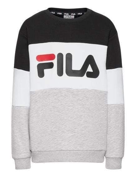 FILA Kids Wlly Blocked Crew Genser - Black - Light grey - Bright white