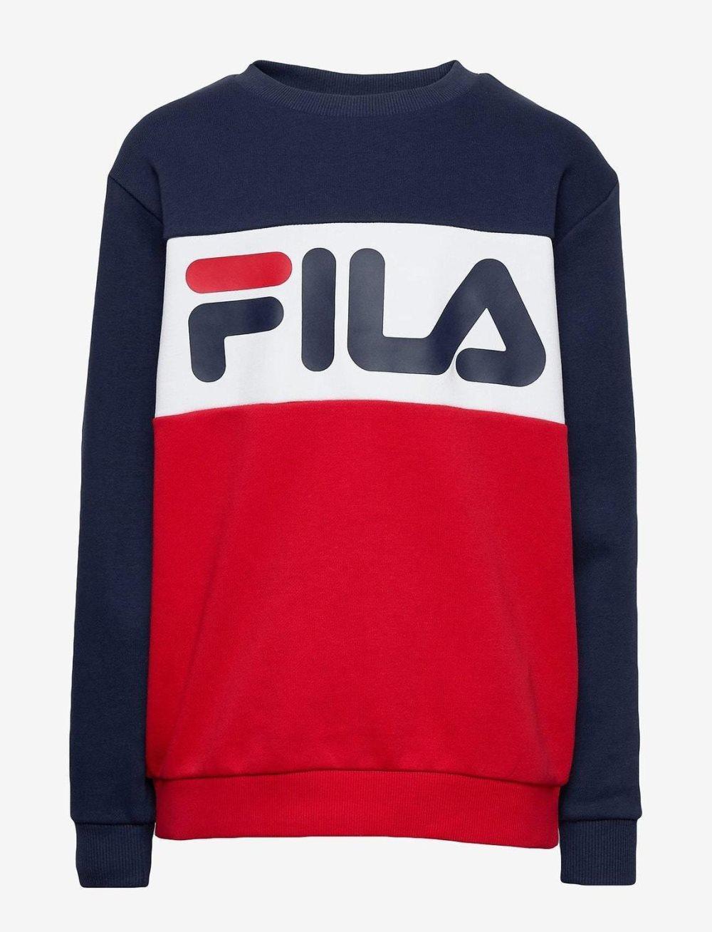 FILA Kids NIGHT Blocked Crew Genser - Black iris True red - Bright white