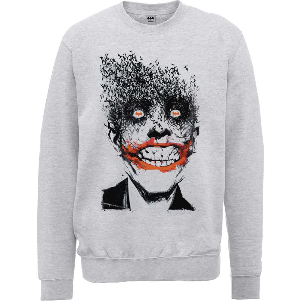 DC Comics Unisex Sweatshirt: Batman Joker Face of Bats (Medium)